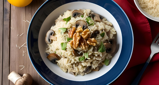 Risotto ai 4 Formaggi con Funghi e Noci