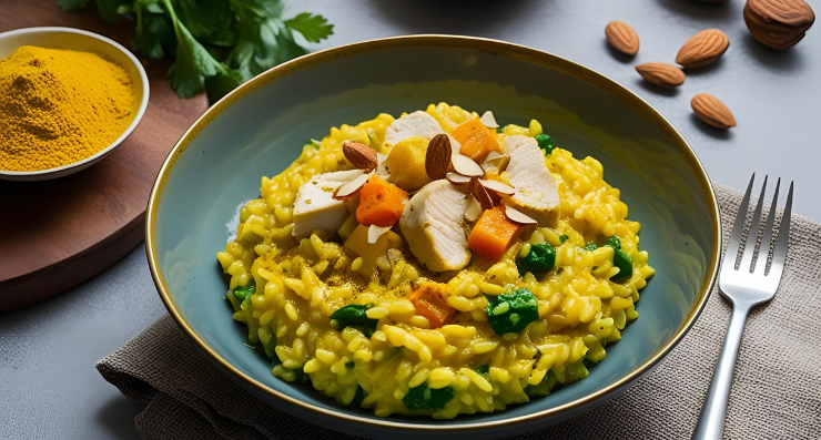 Risotto con Pollo e Mandorle
