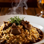 risotto al tartufo con manzo e salsa di vino rosso