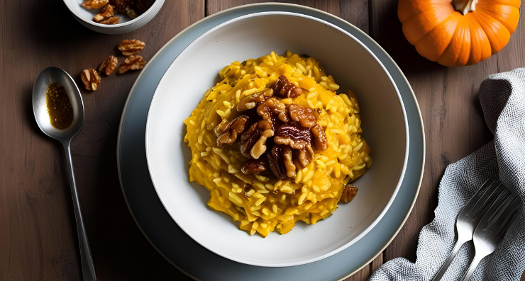 risotto zafferano zucca e noci