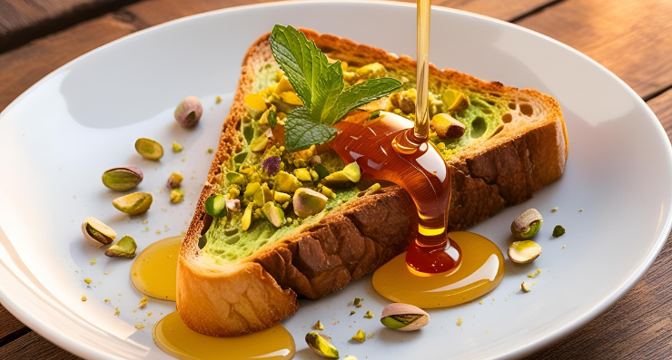 Toast al Pistacchio con Miele