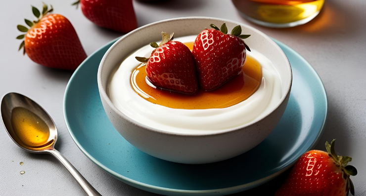 yogurt con miele al bergamotto con fragole