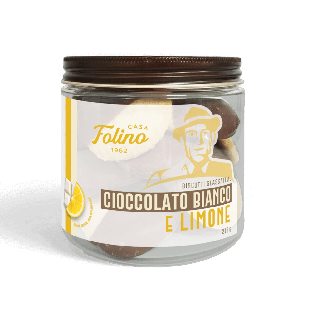 Biscotti Ricoperti Al Cioccolato Bianco E Limone 210 gr