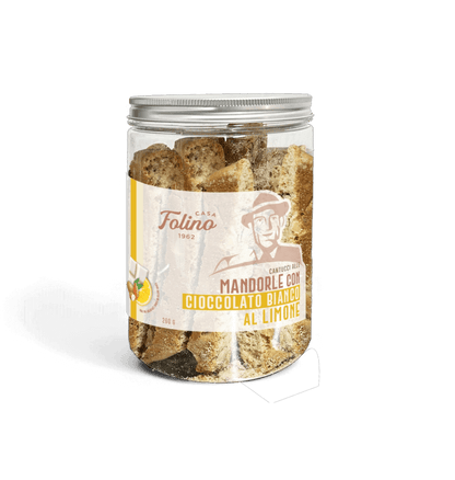 Cantucci alle mandorle con cioccolato bianco al limone sotto 260gr