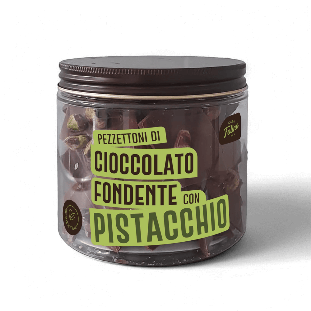 Cioccolato Fondente a Pezzettoni con Pistacchio