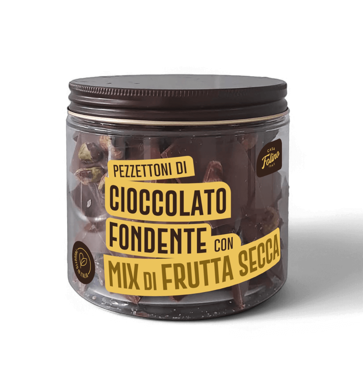 Cioccolato Fondente a Pezzettoni con Mix di Frutta Secca