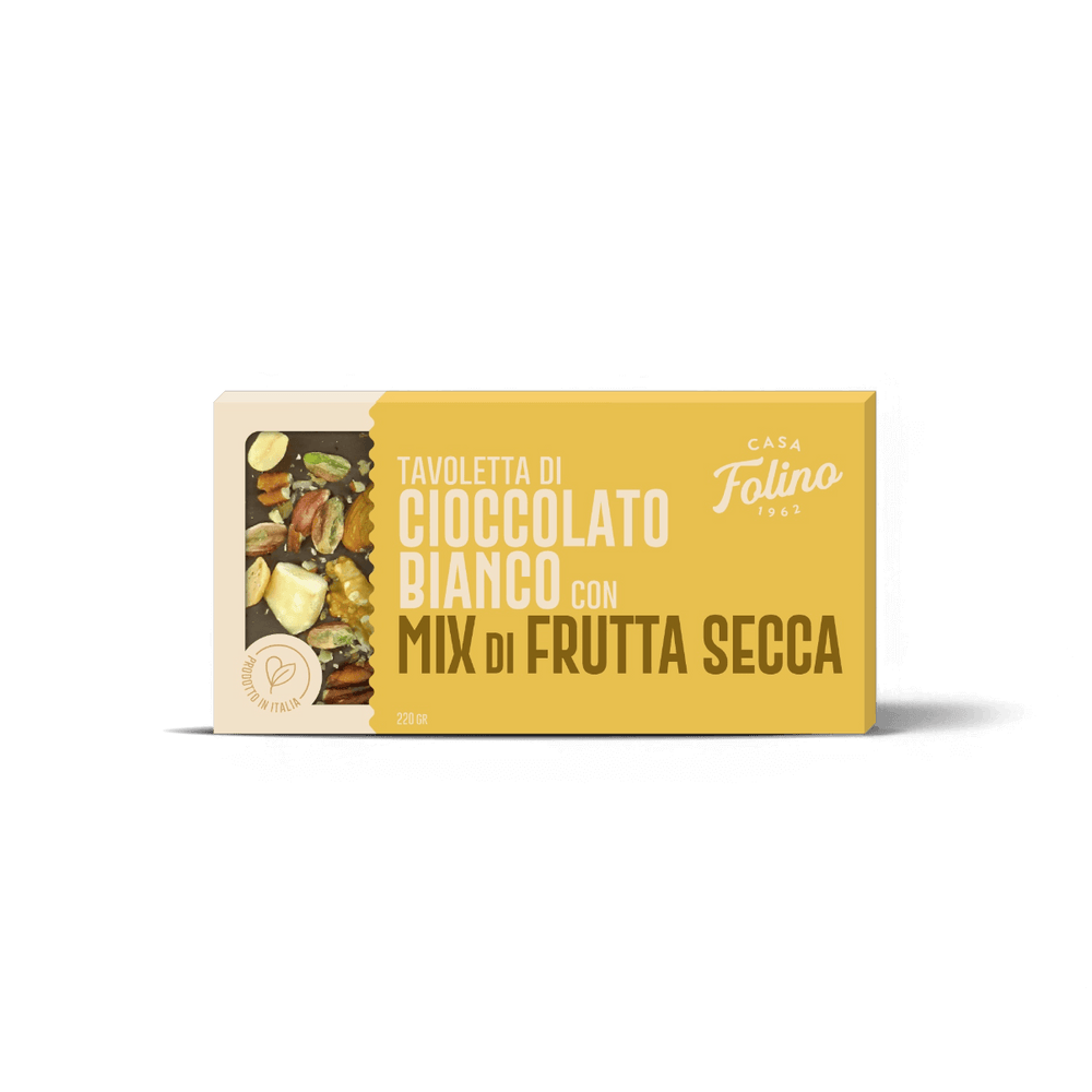 Tavoletta di Cioccolato Bianco con mix di Frutta Secca