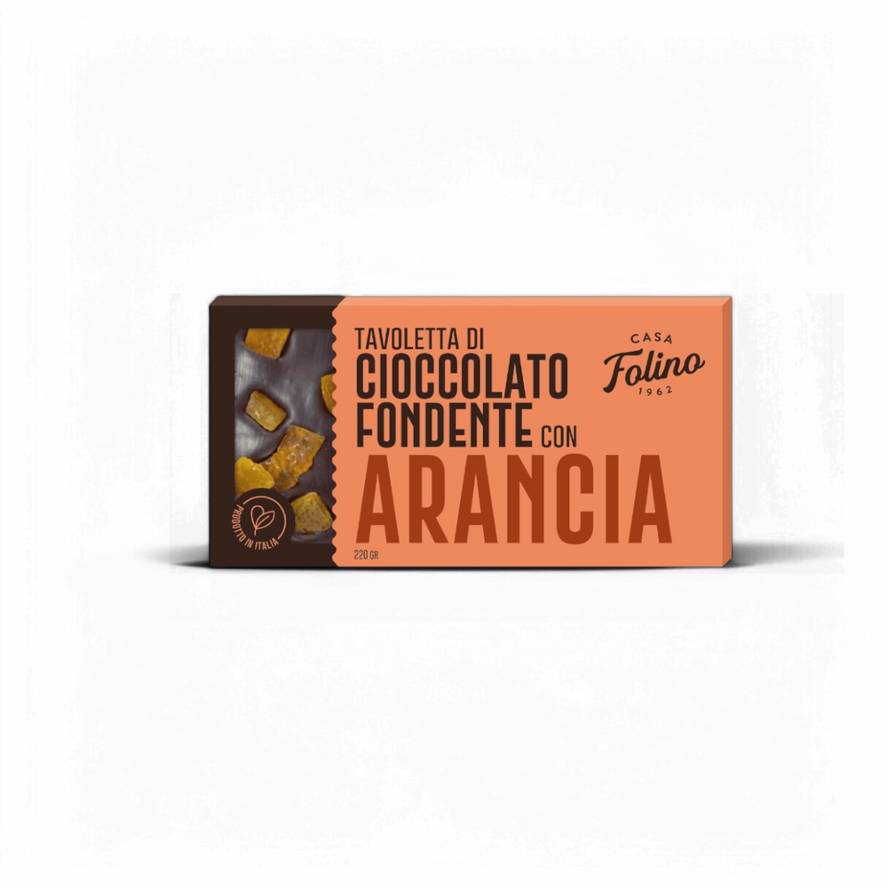 Tavoletta Cioccolato Fondente con pezzi di Arancia