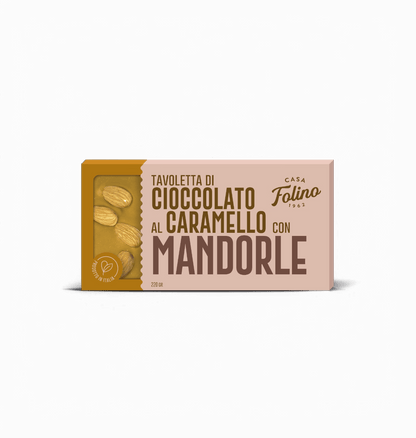 Tavoletta di Cioccolato al Caramello con Mandorle 120gr