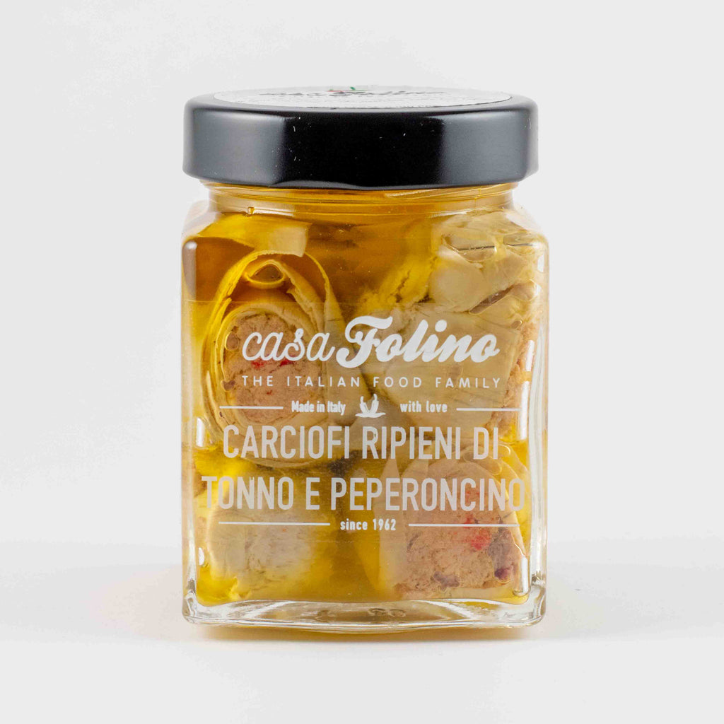 Carciofini ripieni con Tonno e Peperoncino 314 ML - Casafolino.com