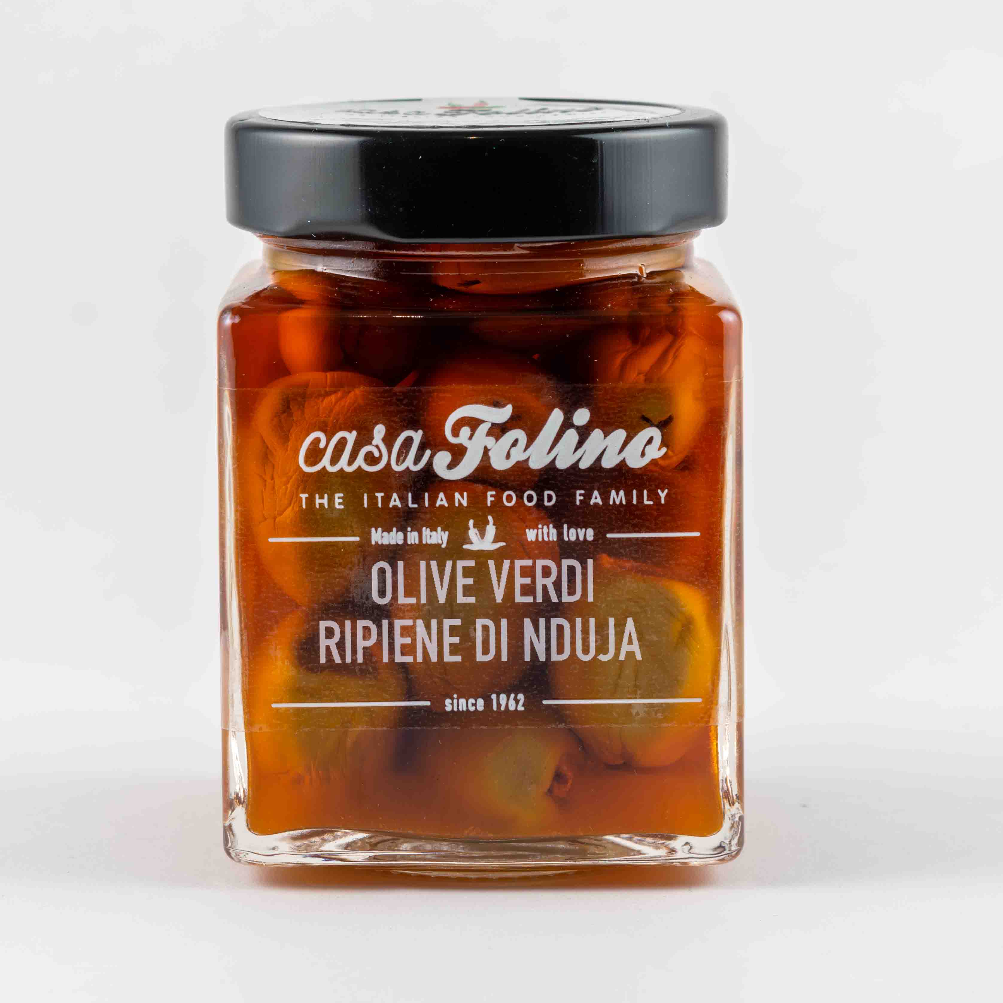 Olive verdi ripiene con Nduja 314ml - Casafolino.com
