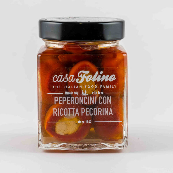 Peperoncini Ripieni con Ricotta Pecorina 314 ML - Casafolino.com