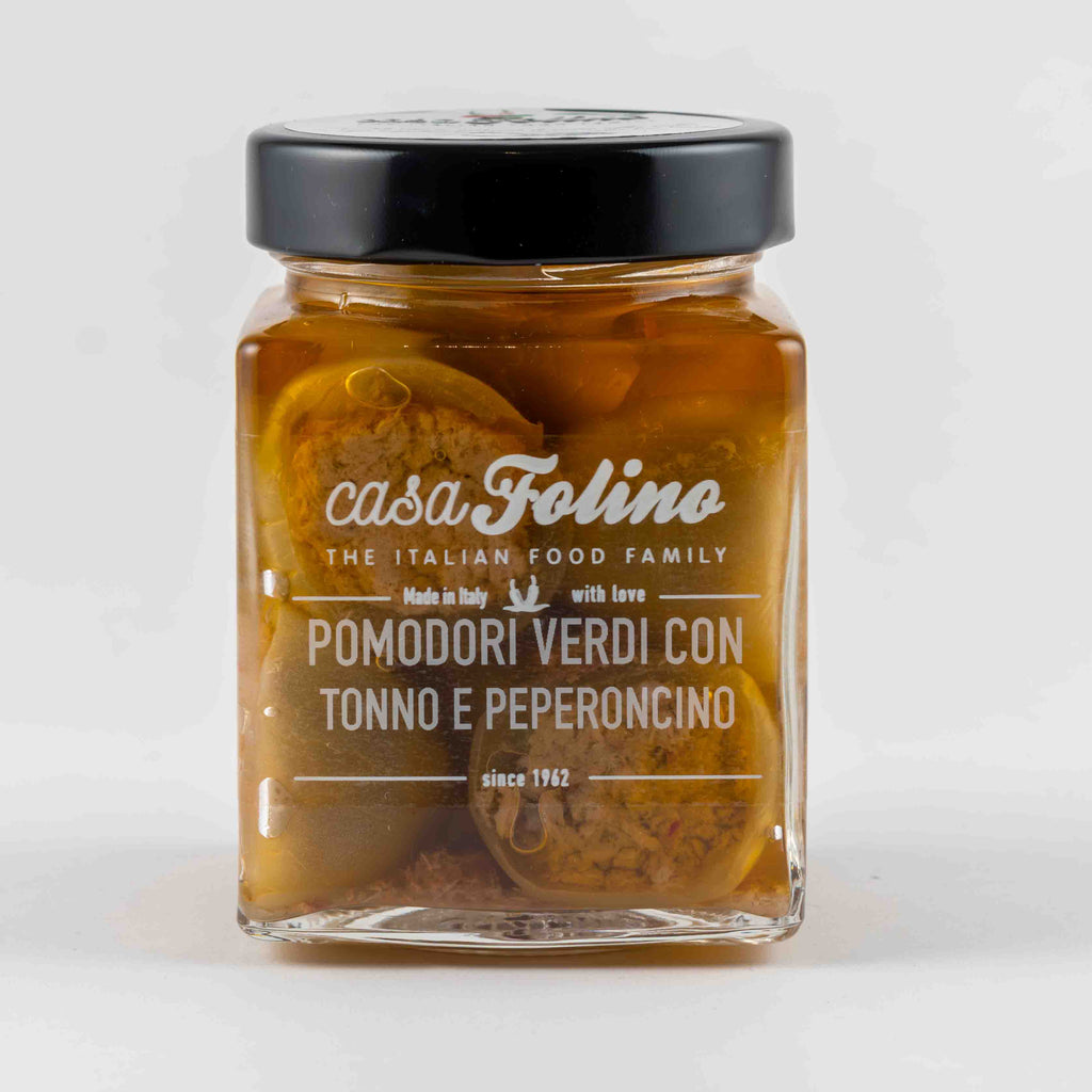 Pomodori Verdi con Tonno e Peperoncino 314 ML - Casafolino.com