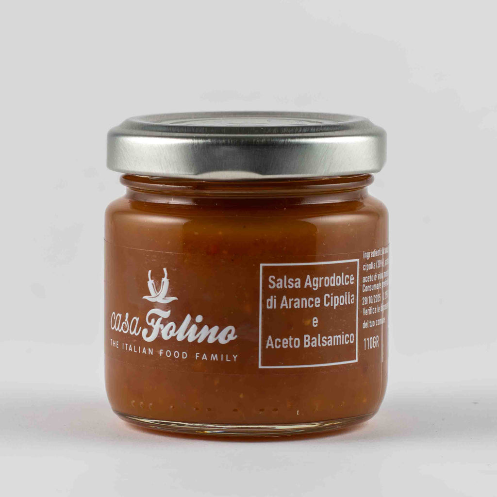 Salsa agrodolce di Arance Cipolla Rossa e Aceto balsamico 110 gr - Casafolino.com